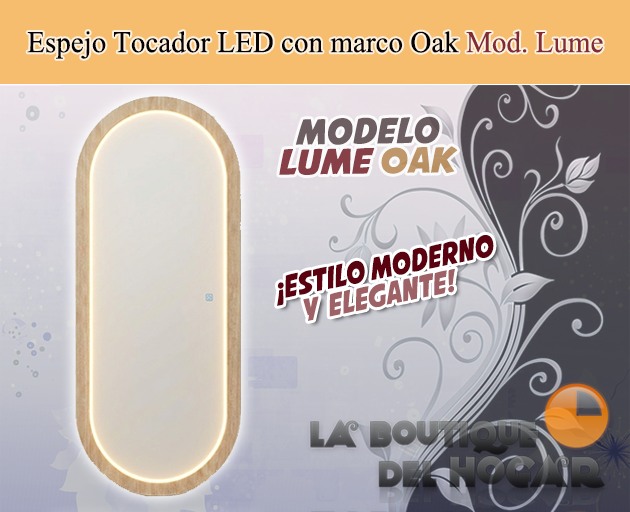 Tocador de Peluquería estilo Moderno con espejo Modelo Lume Oak