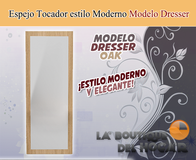 Tocador de Peluquería estilo Moderno con espejo Modelo Dresser Oak