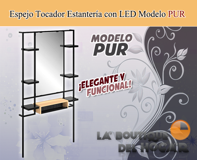 Tocador de Peluquería estilo Moderno con espejo Modelo Patrick Black