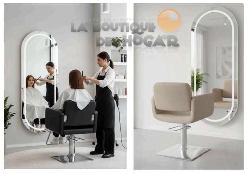 Tocador de Peluquería estilo Moderno con espejo Modelo LED Kobe