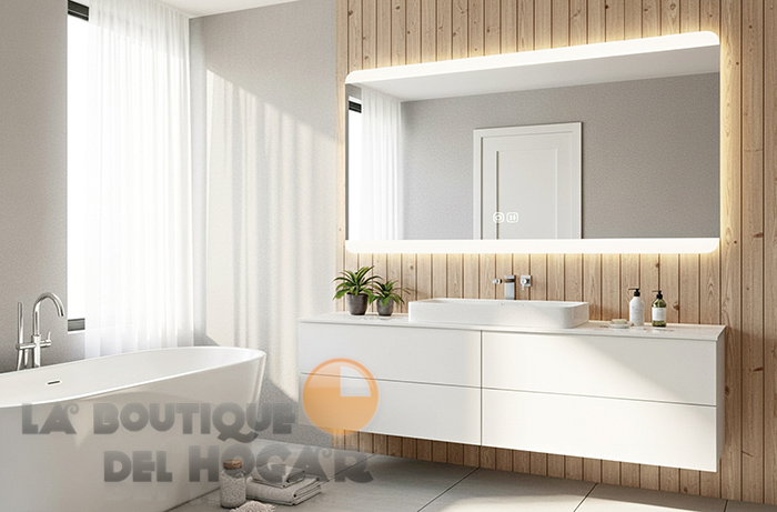 Espejo estilo Moderno con espejo Modelo LED Antivaho 130x80