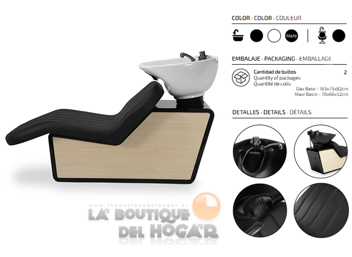 Lavacabezas con pica blanca y respaldo ergonómico Modelo Dax