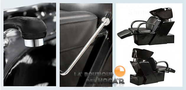Lavacabezas con pica negra y respaldo ergonómico Modelo Theater