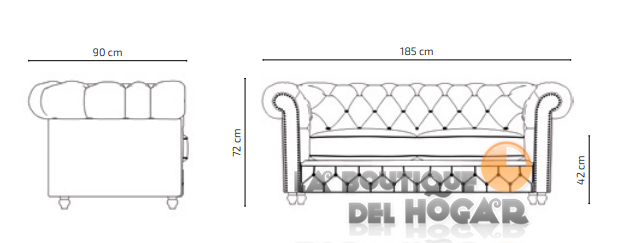 Sofá de espera Doble tapizado de diseño Vintage Modelo Dock - color marrón
