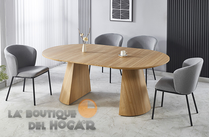 Mesa de comedor Redonda extensible con patas en forma de cono y tablero Nordish Modelo Damiano 120
