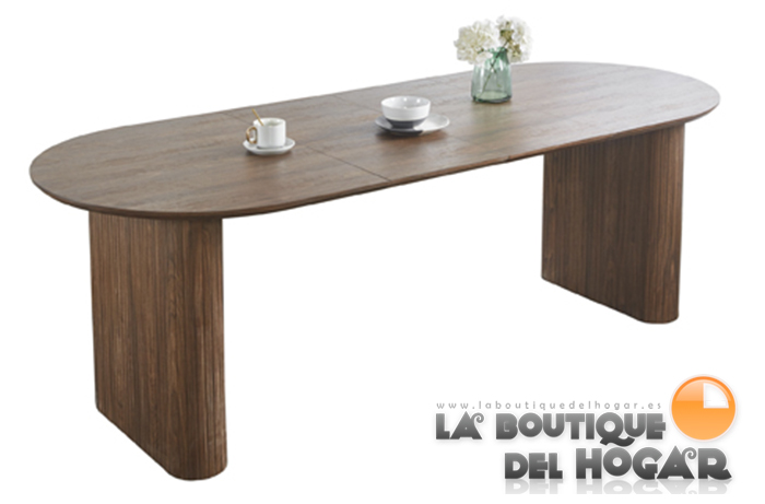 Mesa de comedor Oval extensible con tablero Nogal Modelo Pietra 150