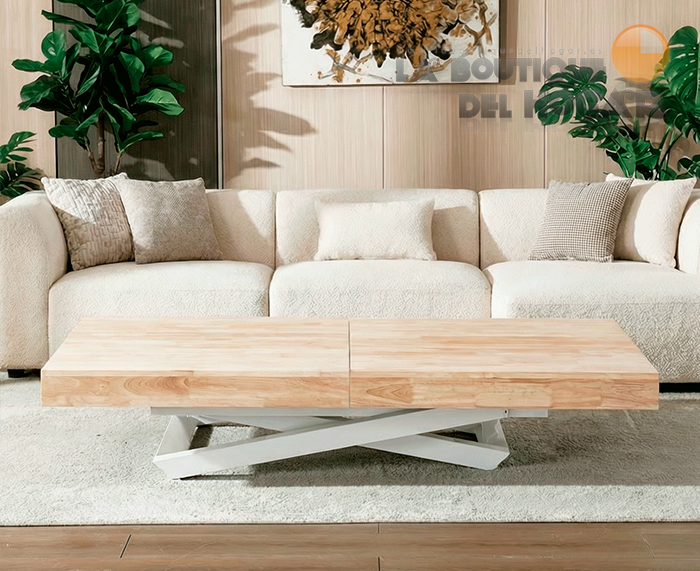 Mesa de comedor extensible negra con patas metálicas y tablero de Roble Nordish Modelo Troya