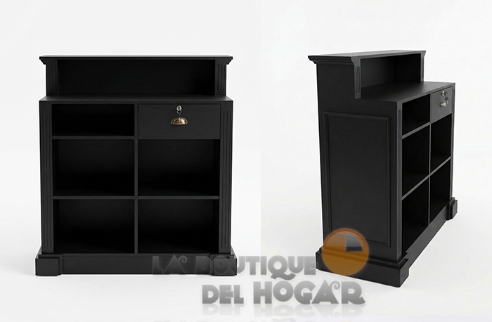 Mueble de recepción de madera con cajon y estantes Modelo Ace