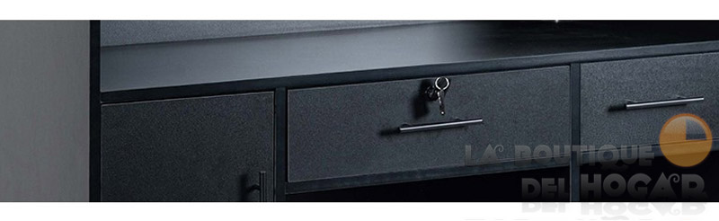 Mueble de recepción de madera con puertas y estantes Modelo Orayn