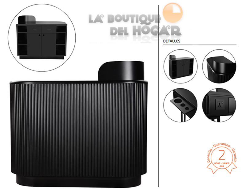 Mueble de recepción de madera con estantes y cajones Modelo Pam - color negro