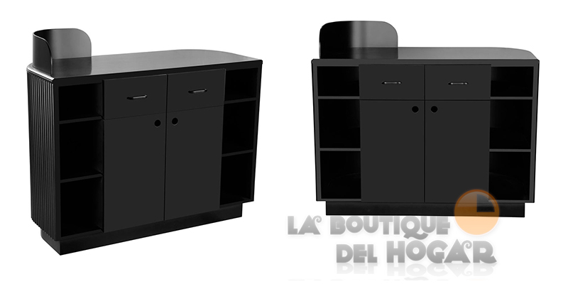 Mueble de recepción de madera con estantes y cajones Modelo Pam - color negro