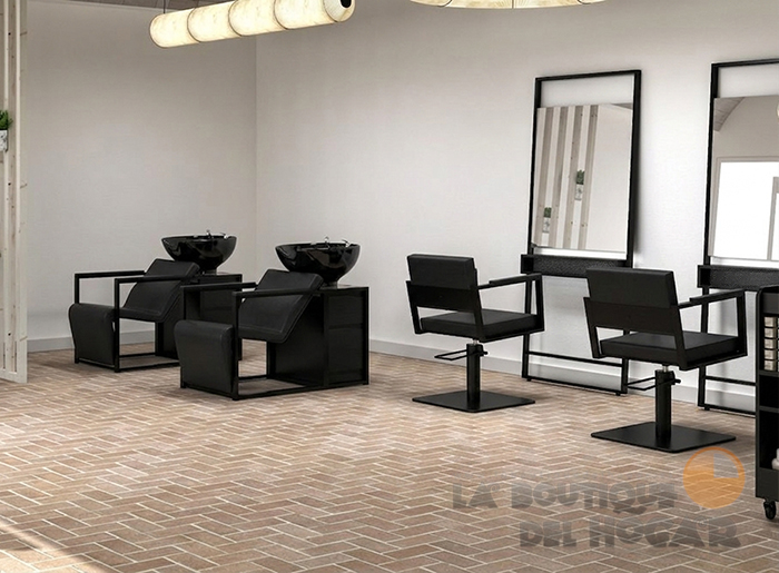 Pack - 1 Lavacabezas Con Pica a elegir Basil B Negro + 2 Sillones De Corte Ocean B Negros