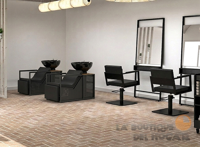 Pack - 1 Lavacabezas Con Pica a elegir Basil B Negro + 2 Sillones De Corte Ocean B Negros