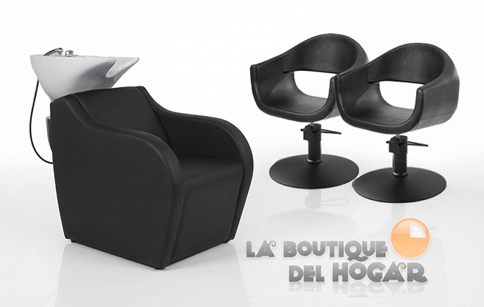 Pack - 1 Lavacabezas con Pica blanca Wisp + 2 Sillones de Corte Glam Negros