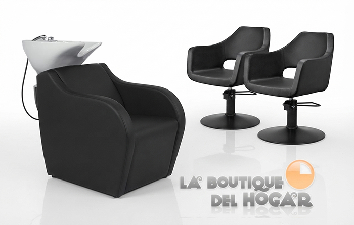 Pack - 1 Lavacabezas con Pica Blanca Wisp + 2 Sillones de Corte Whim R Negros
