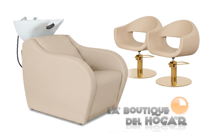 Pack - 1 Lavacabezas Con Pica Blanca Onda Negro + 2 Sillones De Corte Glam