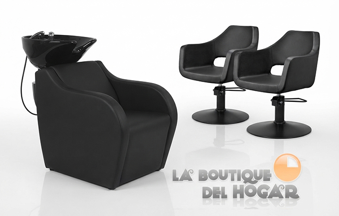 Pack - 1 Lavacabezas con Pica Blanca Wisp + 2 Sillones de Corte Whim R Negros