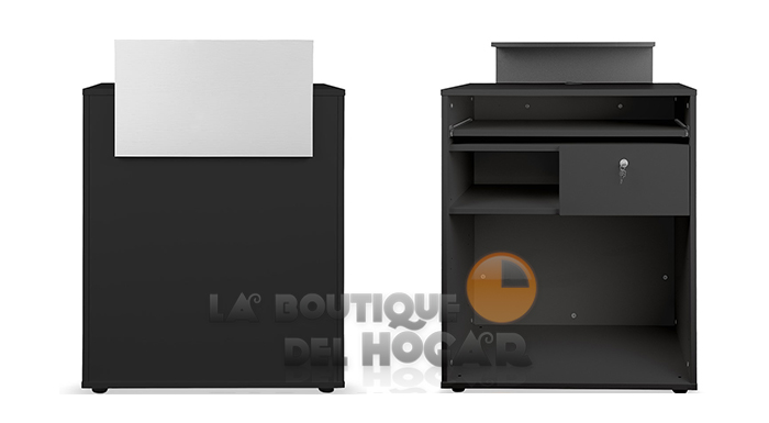 Mueble de recepción con cajón, estantes y base de acero Modelo Thierry