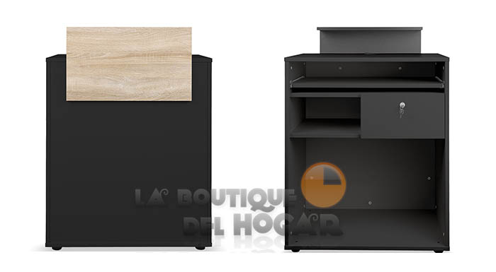 Mueble de recepción con cajón, estantes y base de acero Modelo Thierry