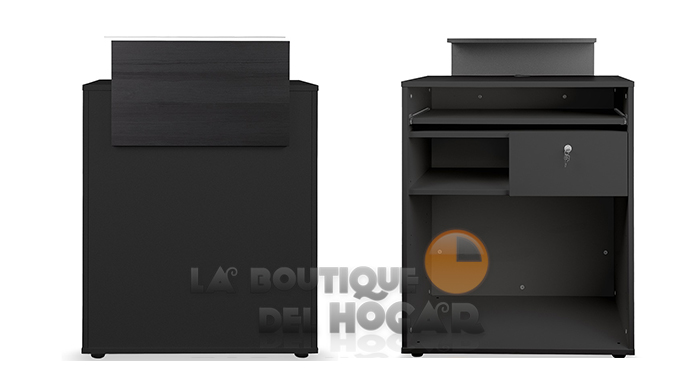 Mueble de recepción con cajón, estantes y base de acero Modelo Thierry
