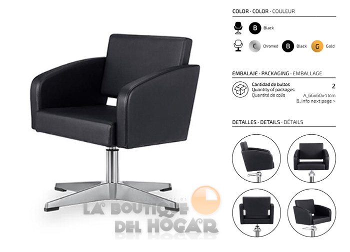 Sillón hidráulico de corte con base redonda y reposabrazos Modelo Petra F