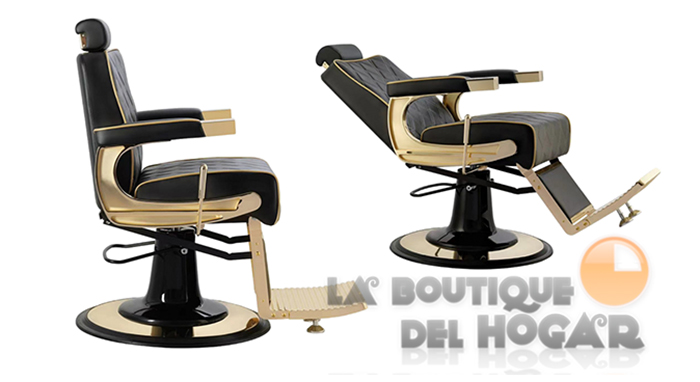 Sillón Barbero hidráulico reclinable y giratorio con reposabrazos Modelo Aurum
