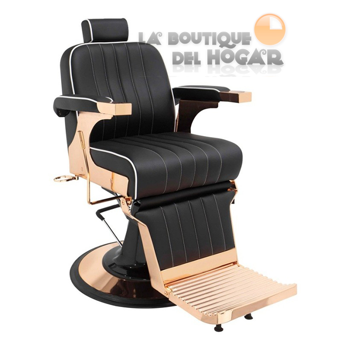 Sillón Barbero hidráulico reclinable y giratorio con reposabrazos Modelo Corinto Gold