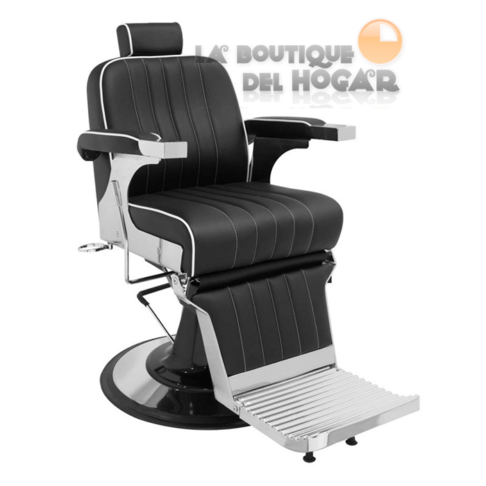 Sillón Barbero hidráulico reclinable y giratorio con reposabrazos Modelo Corinto Silver