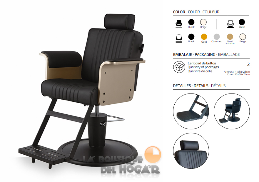 Sillón Barbero hidráulico reclinable con reposapiés fijo Modelo Duk