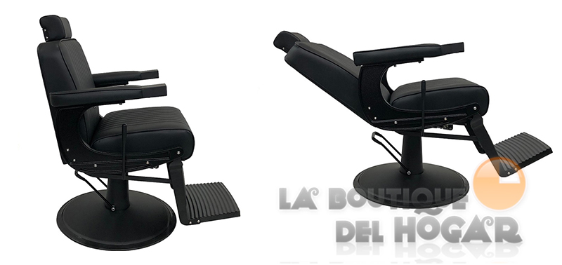 Sillón Barbero hidráulico reclinable y giratorio con reposabrazos Modelo Glory Black