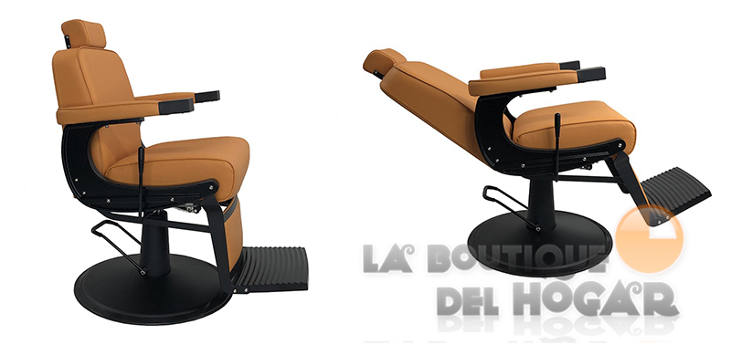 Sillón Barbero hidráulico reclinable y giratorio con reposabrazos Modelo Glory Black
