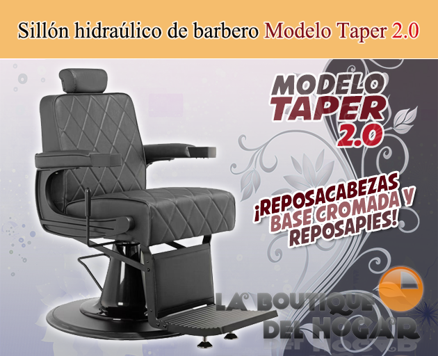 Sillón Barbero hidráulico reclinable y giratorio con reposabrazos Modelo Taper 2.0