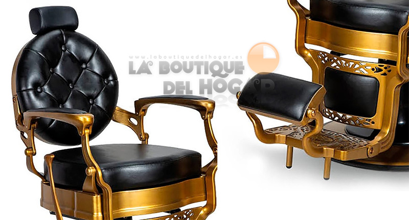 Sillón Clásico de Barbero hidráulico estilo Retro Vintage con reposapies integrado Modelo Check-G