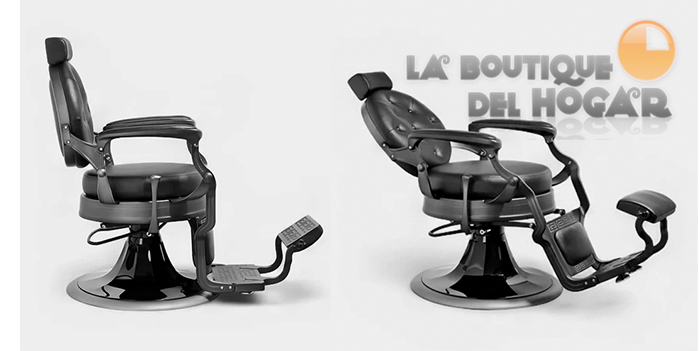 Sillón Clásico de Barbero hidráulico estilo Retro Vintage con reposapies integrado Modelo Larry Brush