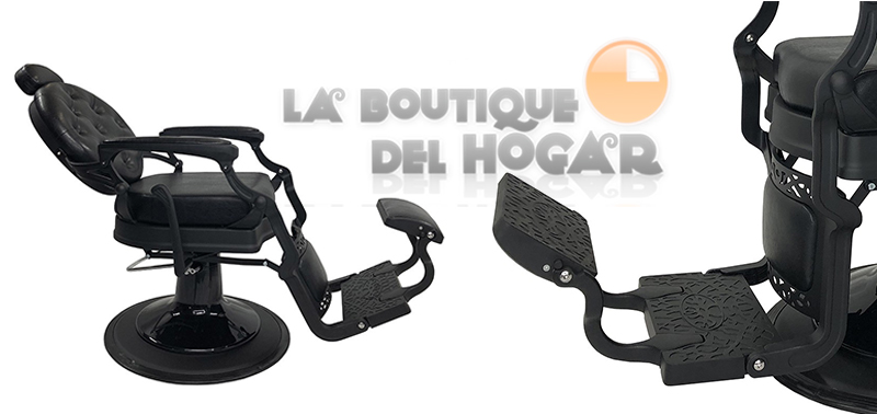 Sillón Clásico de Barbero hidráulico estilo Retro Vintage con reposapies integrado Modelo Perfido Black