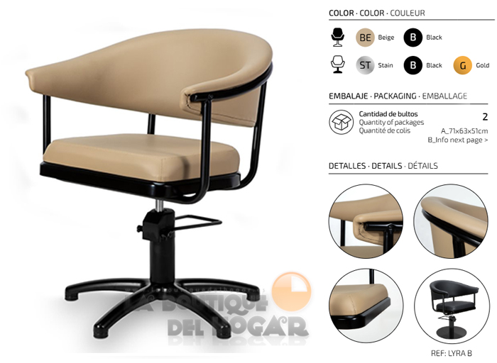 Sillón hidráulico de corte Vintage modelo Lyra BE