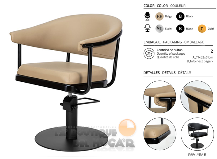 Sillón hidráulico de corte Vintage modelo Lyra BE