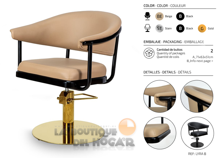 Sillón hidráulico de corte Vintage modelo Lyra BE