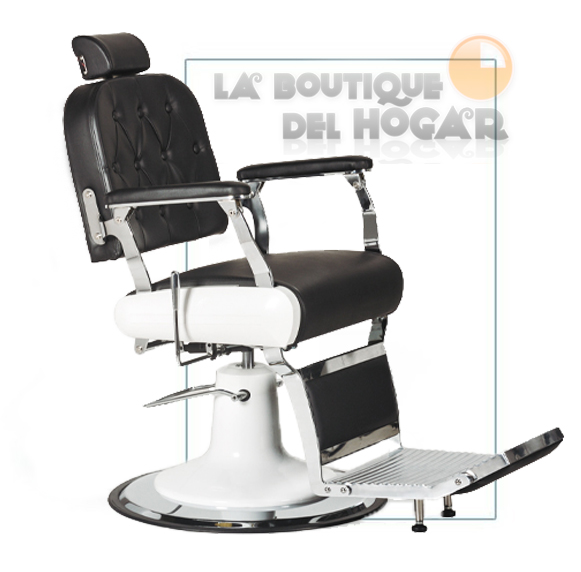 Sillón Clásico de Barbero hidráulico estilo Retro Vintage con reposapies integrado Modelo Floyd