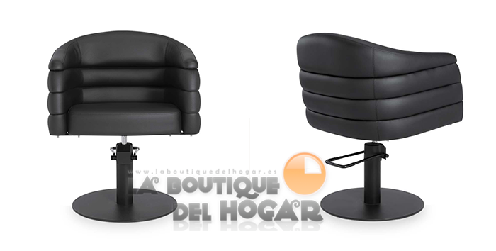 Sillón hidráulico de corte acolchado con base redonda negra Modelo Bardo BR Negro