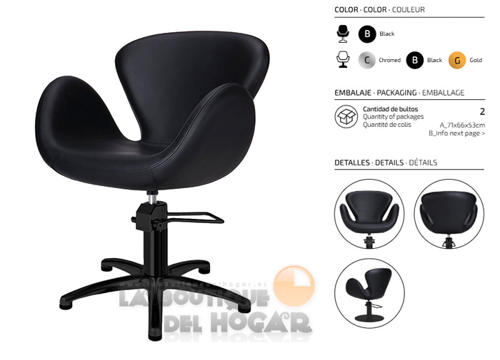 Sillón hidráulico de corte con base de estrella y reposabrazos Modelo Chloe BF