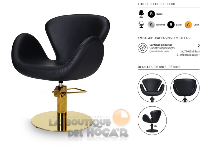 Sillón hidráulico de corte con base redonda y reposabrazos Modelo Chloe B-GR