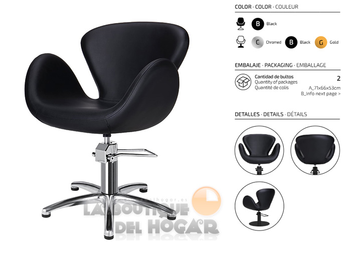 Sillón hidráulico de corte con base base de estrella y reposabrazos Modelo Chloe F