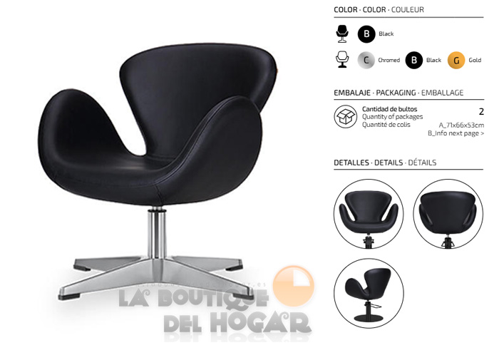 Sillón hidráulico de corte con base base de estrella y reposabrazos Modelo Chloe X