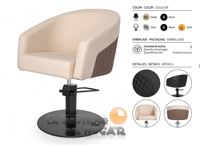 Sillón hidráulico de corte acolchado con base redonda negra Modelo Eyra BE-BR Negro