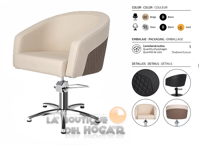 Sillón hidráulico de corte acolchado con base de estrella plateada Modelo Eyra BE-F Negro