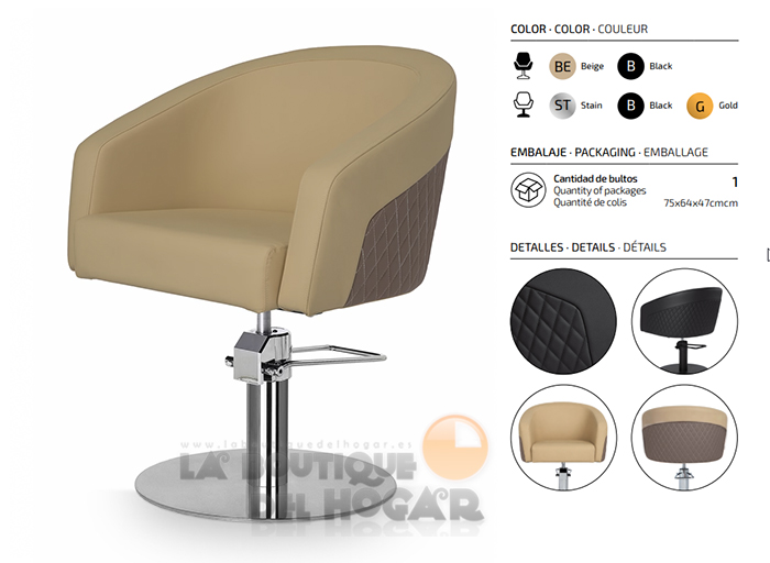Sillón hidráulico de corte acolchado con base redonda plateada Modelo Eyra BE-BR Negro