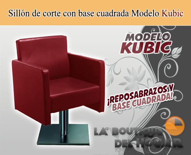 Sillón hidráulico de corte de linea cuadrada con reposabrazos Modelo Kubic