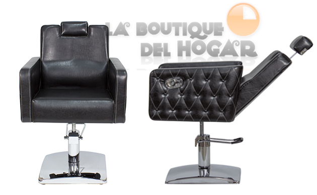Sillón hidráulico de corte con costuras y reposabrazos Modelo Versa Negro