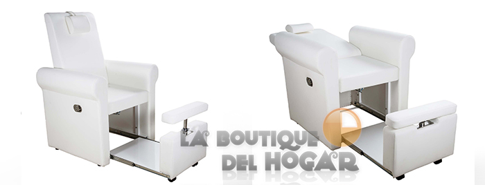 Sillón de Pedicura SPA tapizado en PU con reposapies regulable Modelo Aventur White